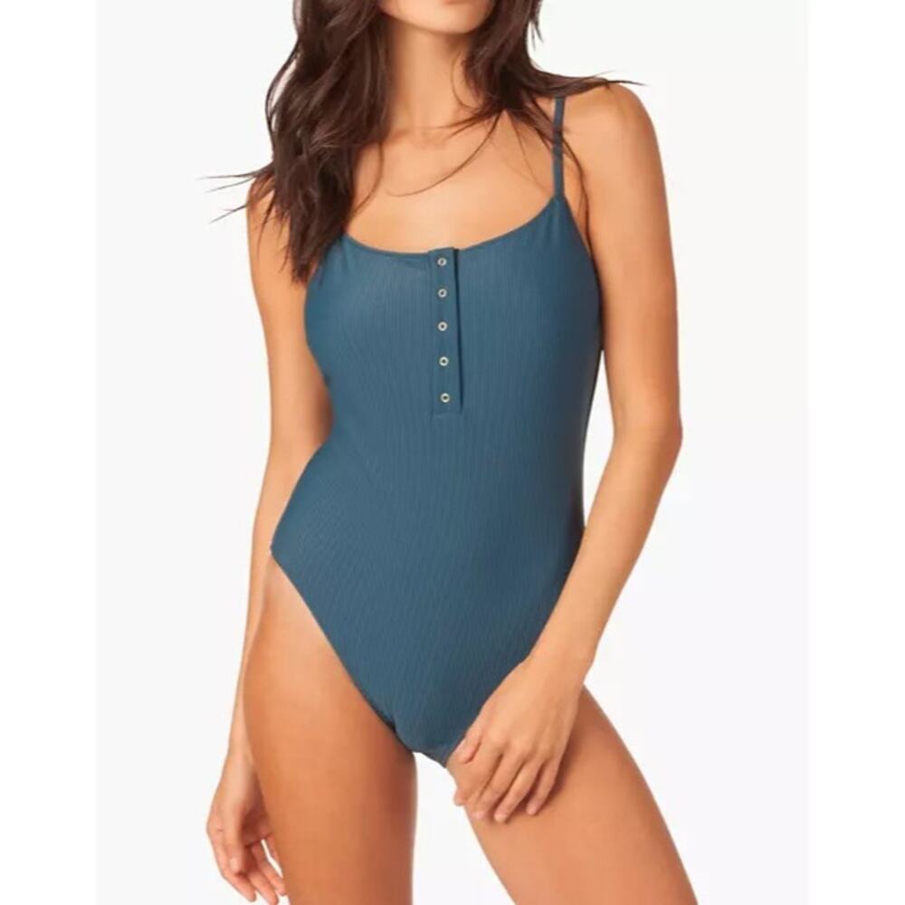 LIVELY Ribbed Henley One-Piece Swimsuit